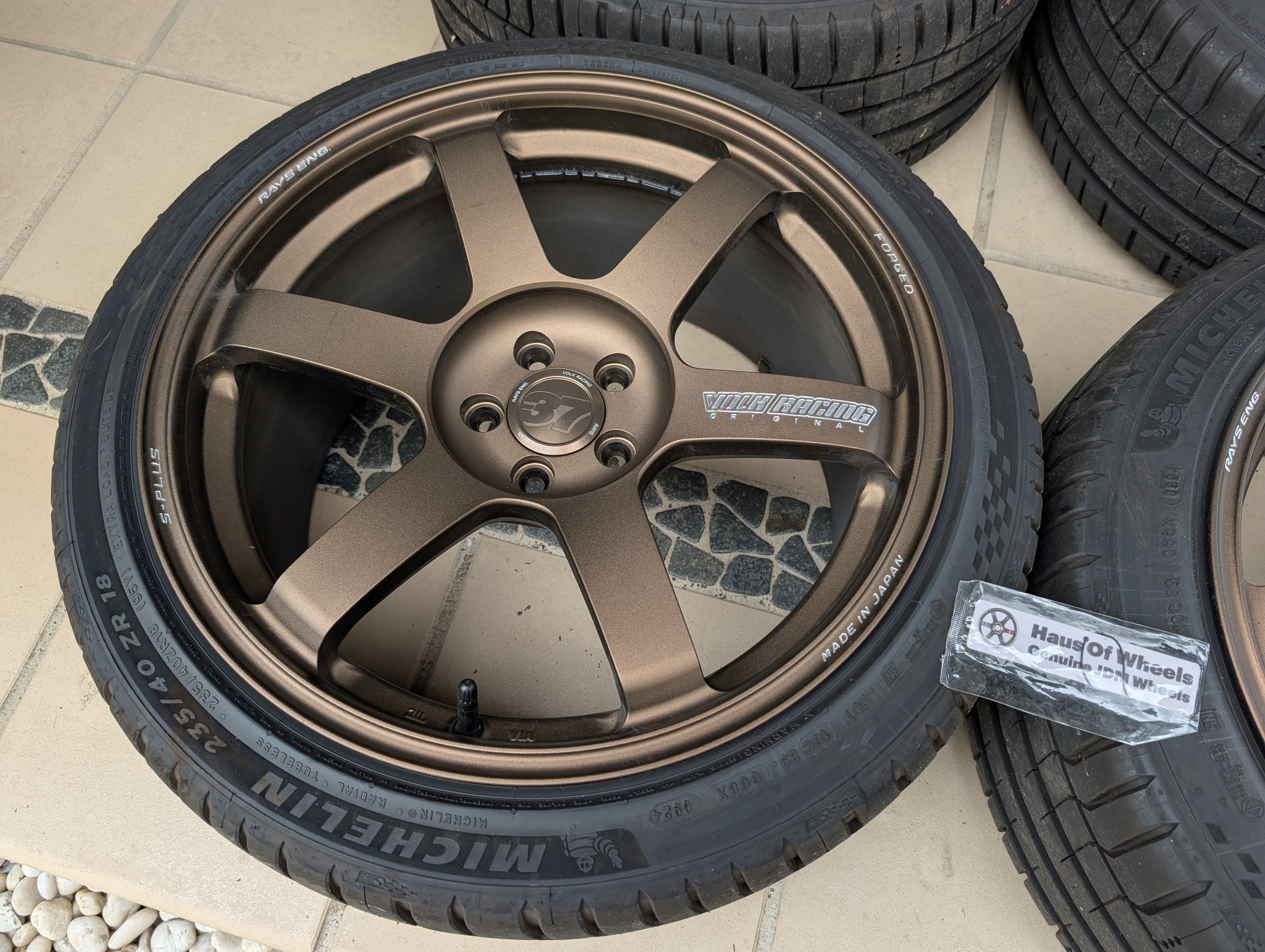 *Near New* Rays Volks Racing TE37 Saga S-Plus (Bronze) with New Michelin Pilot Sports 5 Tyres  - 5x100 - 18x9.5 +43 (235/40/18)