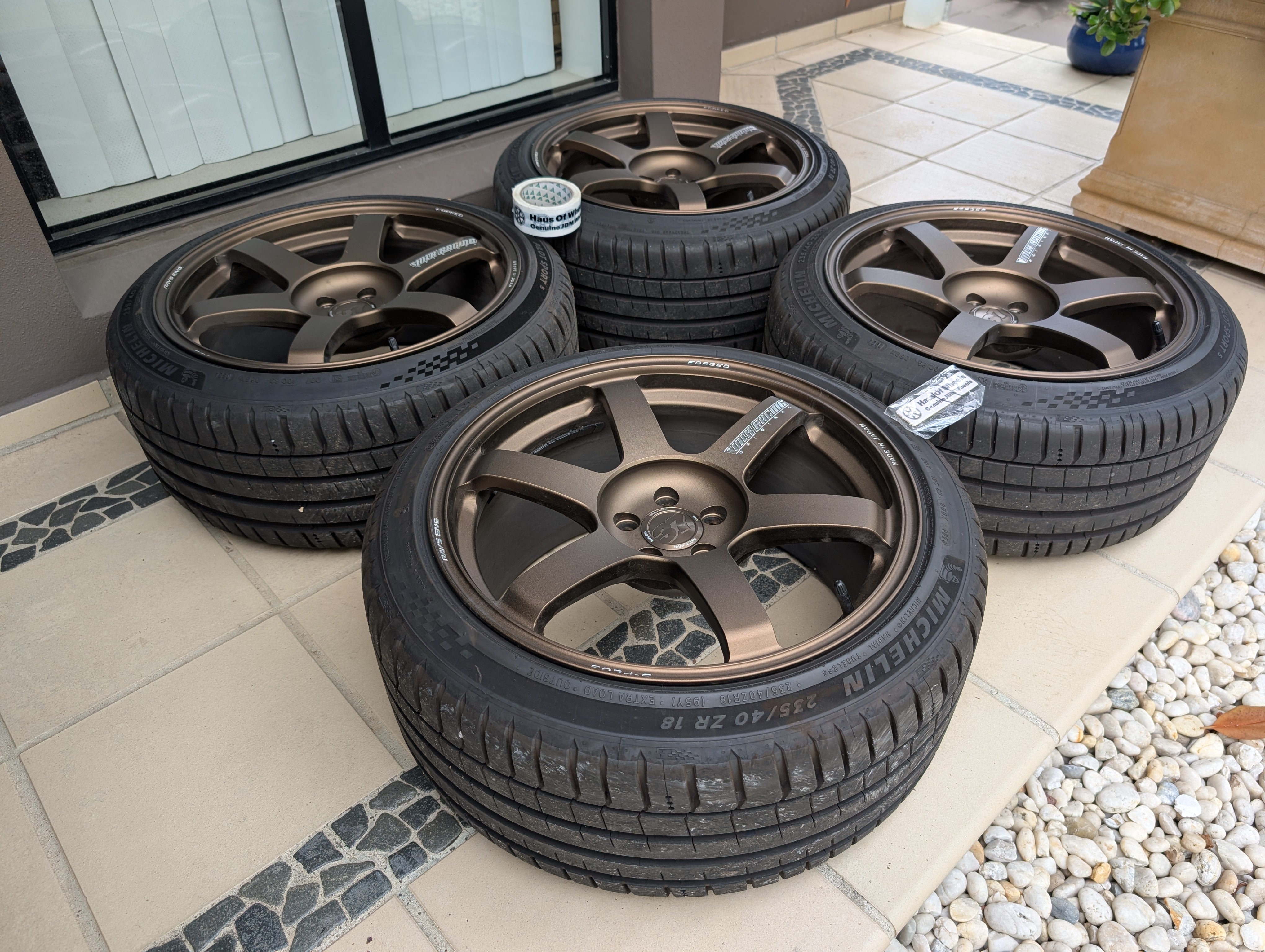 *Near New* Rays Volks Racing TE37 Saga S-Plus (Bronze) with New Michelin Pilot Sports 5 Tyres  - 5x100 - 18x9.5 +43 (235/40/18)