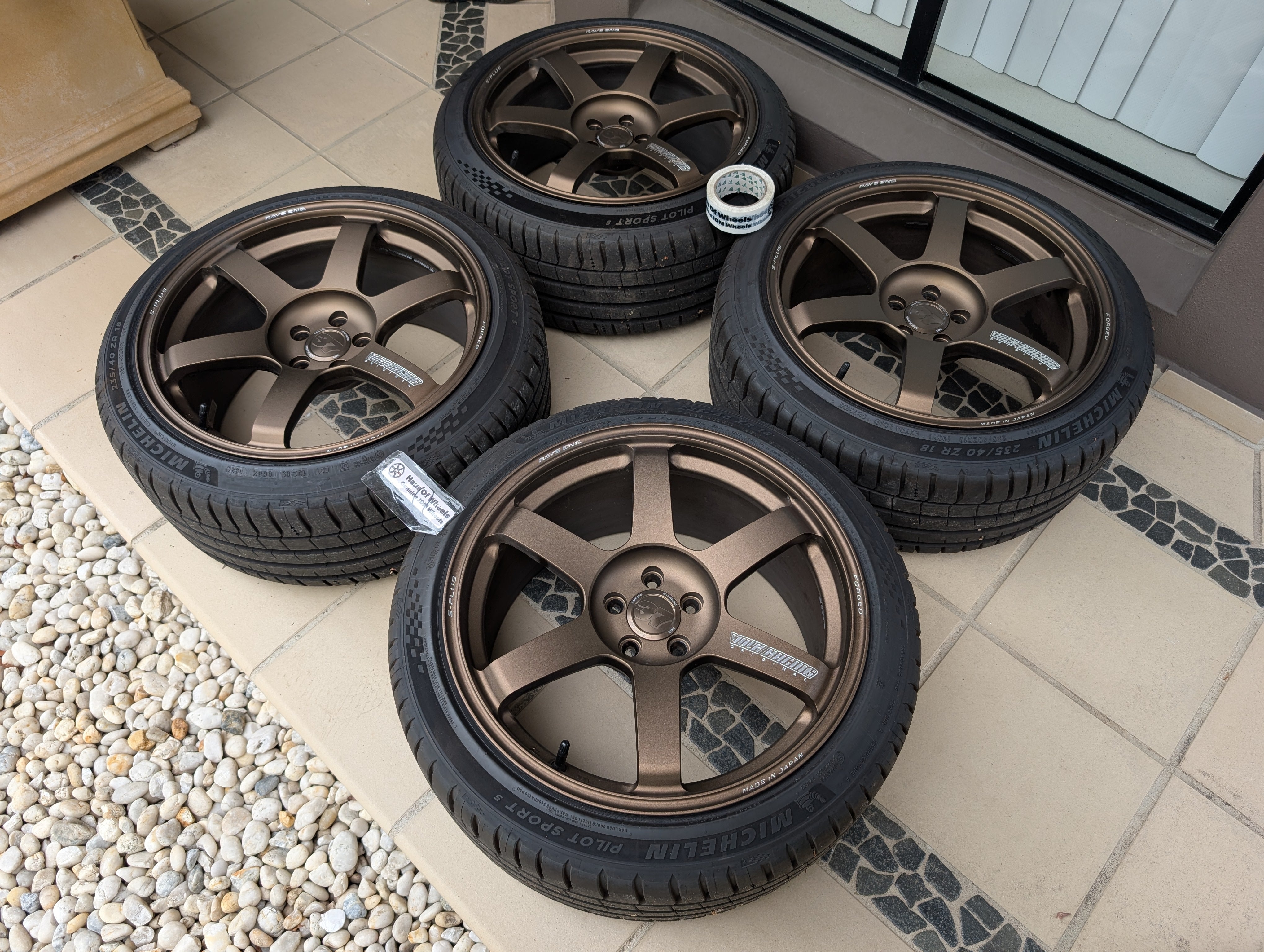 *Near New* Rays Volks Racing TE37 Saga S-Plus (Bronze) with New Michelin Pilot Sports 5 Tyres  - 5x100 - 18x9.5 +43 (235/40/18)