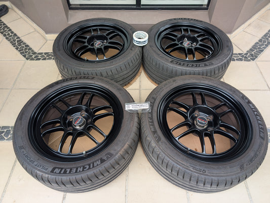 *Used* Enkei RPF1 (Matte Black) with Michelin Pilot Sports 4 Tyres - 5x114.3 - 17x8 +35 (235/45/17)