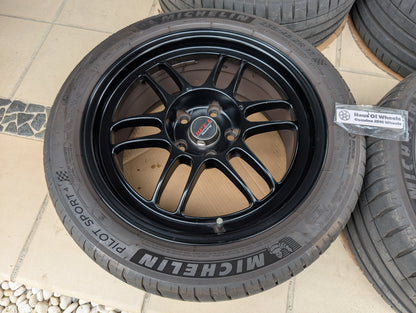 Used Enkei RPF1 (Matte Black) with Michelin Pilot Sports 4 Tyres - 5x114.3 - 17x8 +35 (235/45/17)