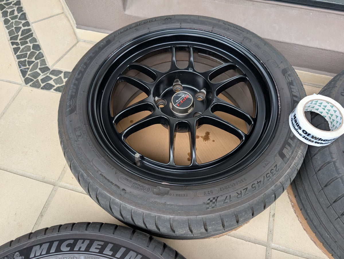 Used Enkei RPF1 (Matte Black) with Michelin Pilot Sports 4 Tyres - 5x114.3 - 17x8 +35 (235/45/17)
