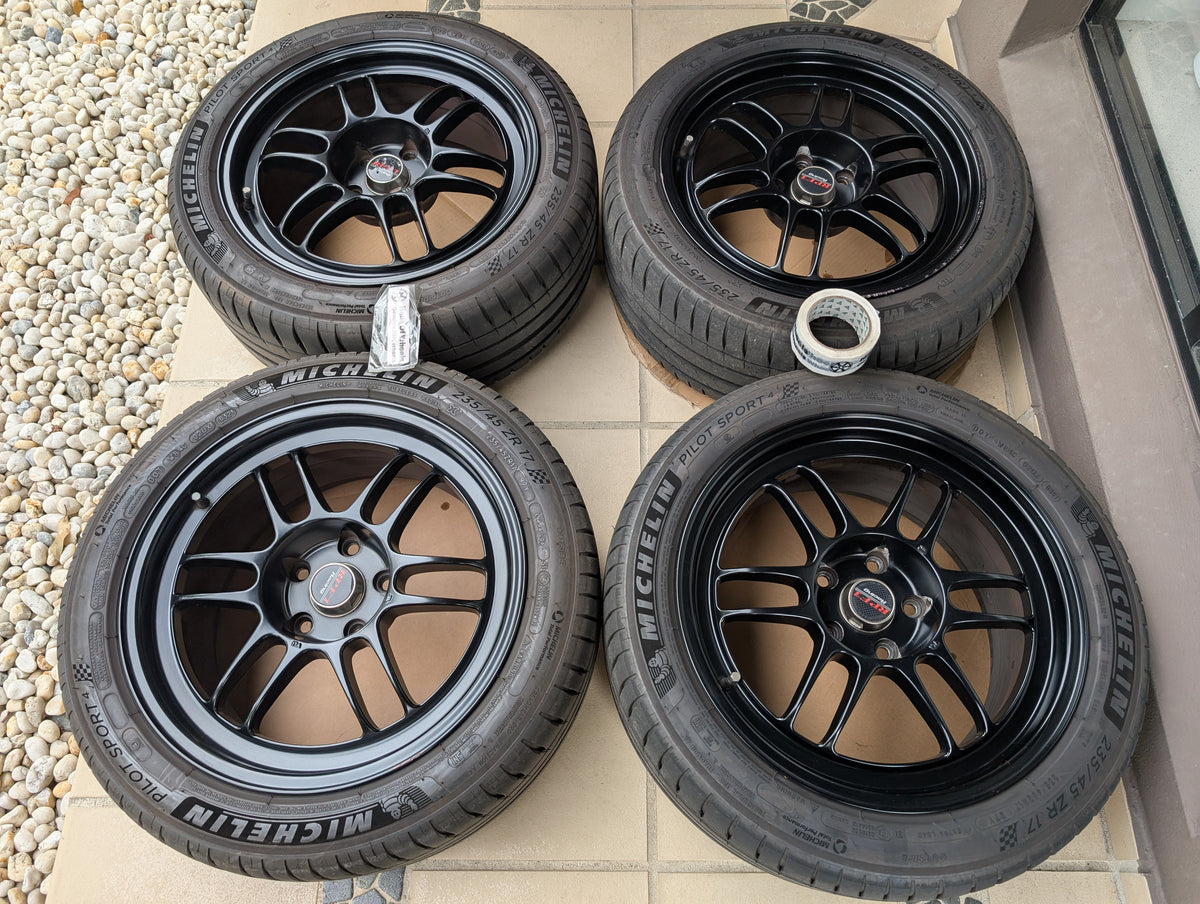 Used Enkei RPF1 (Matte Black) with Michelin Pilot Sports 4 Tyres - 5x114.3 - 17x8 +35 (235/45/17)