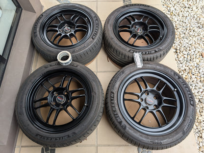 Used Enkei RPF1 (Matte Black) with Michelin Pilot Sports 4 Tyres - 5x114.3 - 17x8 +35 (235/45/17)