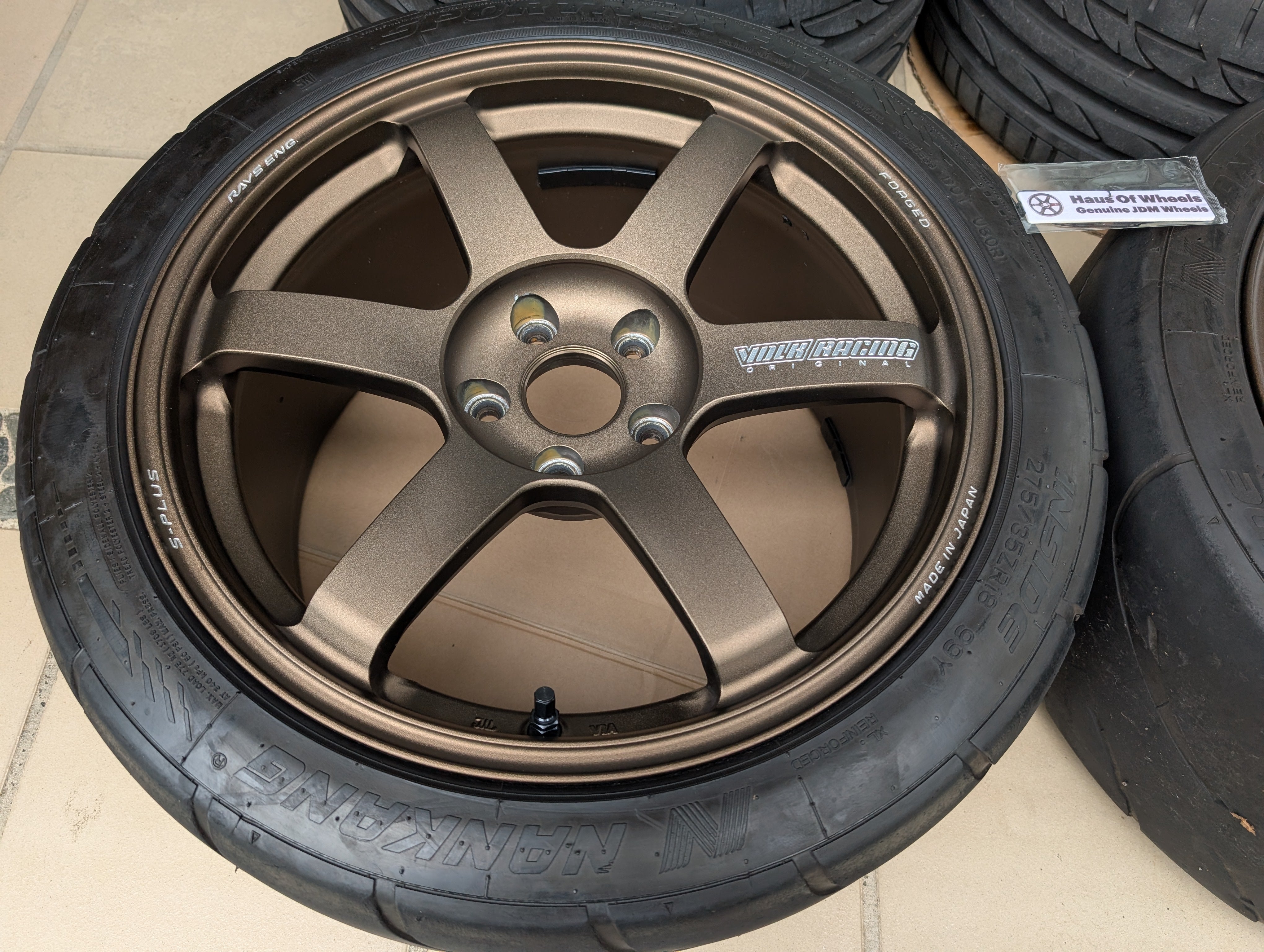 *Near New* Rays Volks Racing TE37 Saga S-Plus (Bronze) with Tyres - 5x114.3 - 18x9.5 +38 - F:255/35/18 R:275/35/18