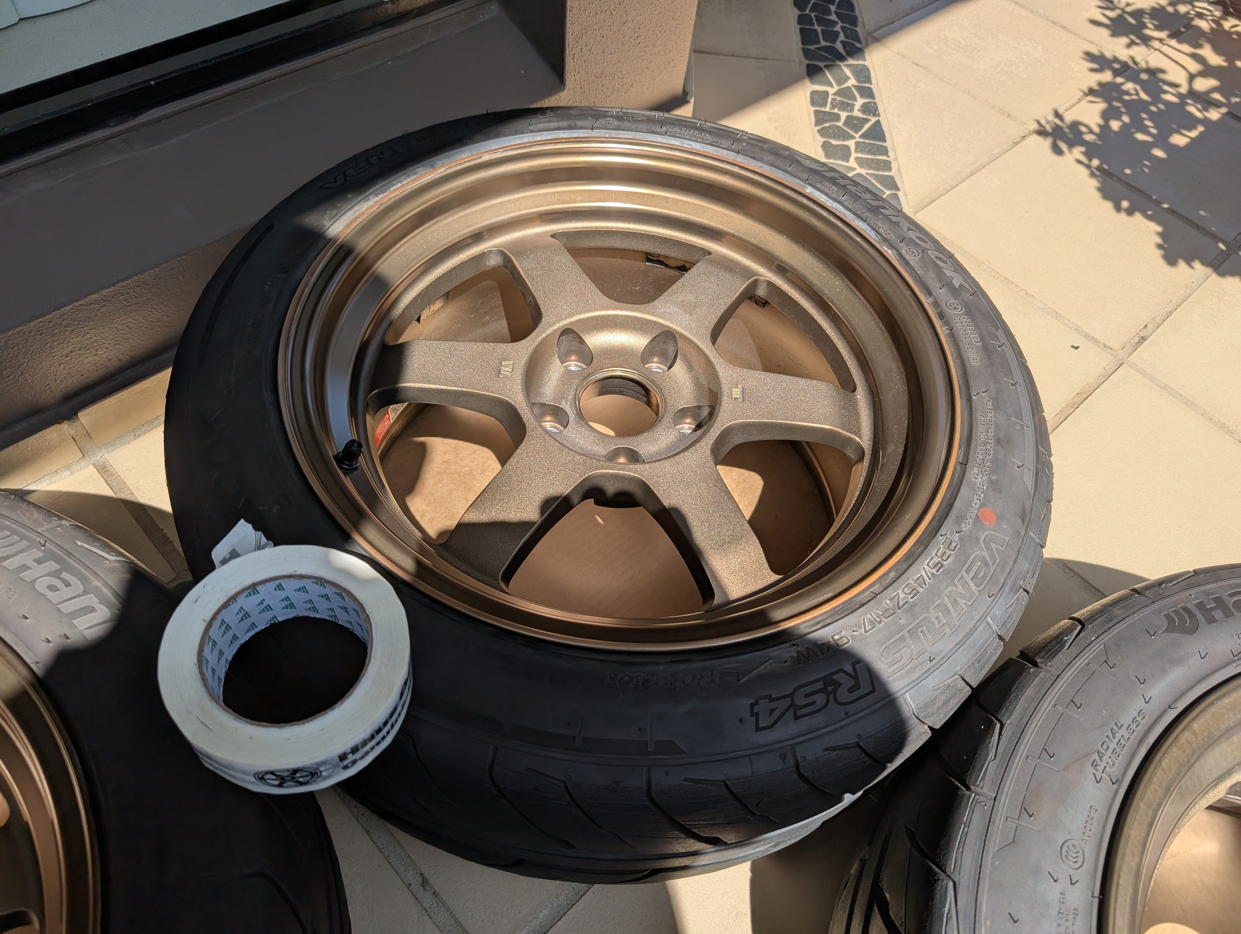 *Deep Dish* - Rays Volks Racing TE37V (Bronze) with Near New Hankook RS4 Tyres - 5x114.3 - 17x9 +20