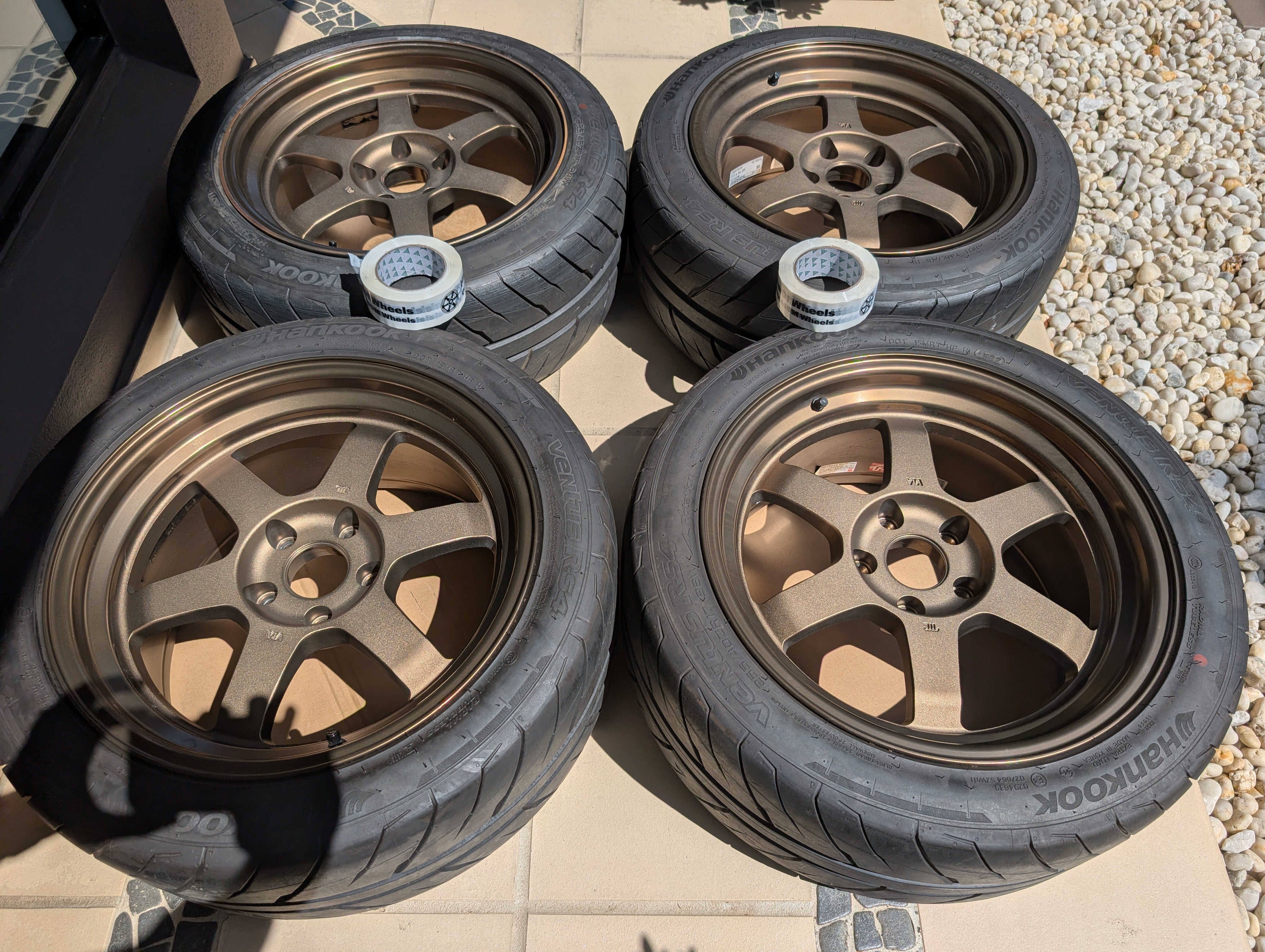 *Deep Dish* - Rays Volks Racing TE37V (Bronze) with Near New Hankook RS4 Tyres - 5x114.3 - 17x9 +20