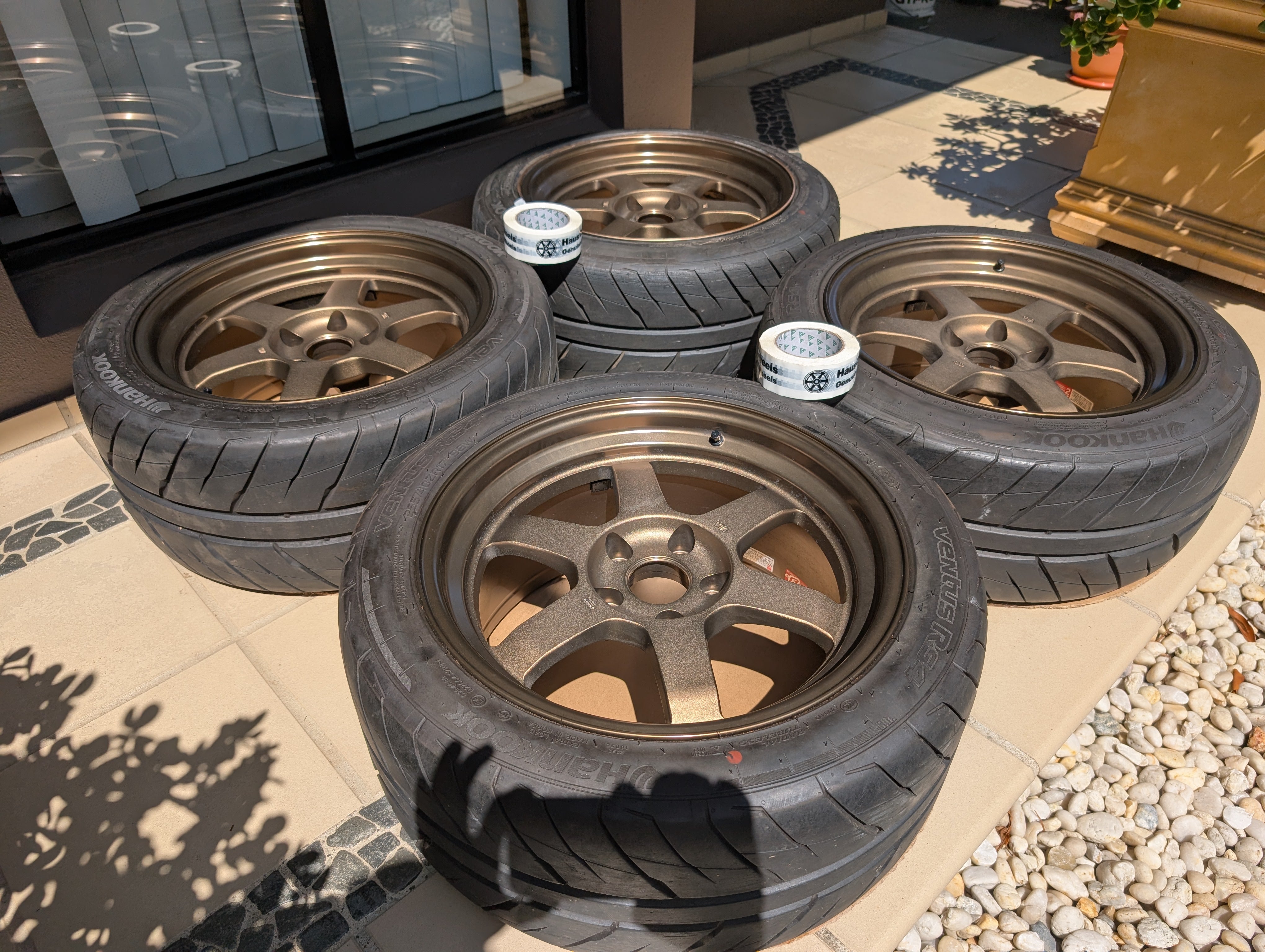 *Deep Dish* - Rays Volks Racing TE37V (Bronze) with Near New Hankook RS4 Tyres - 5x114.3 - 17x9 +20