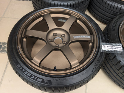 *Near New* Rays Volks Racing TE37 Saga S-Plus (Bronze) with New Michelin Pilot Sports 5 Tyres - 5x100 - 18x9.5 +43 (235/40/18)