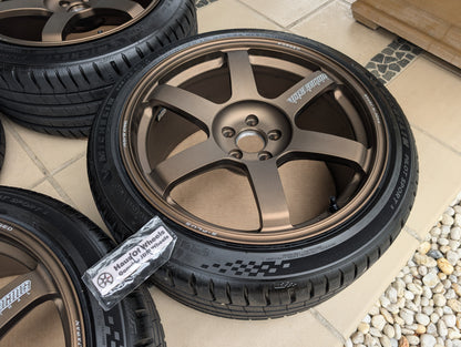 *Near New* Rays Volks Racing TE37 Saga S-Plus (Bronze) with New Michelin Pilot Sports 5 Tyres - 5x100 - 18x9.5 +43 (235/40/18)