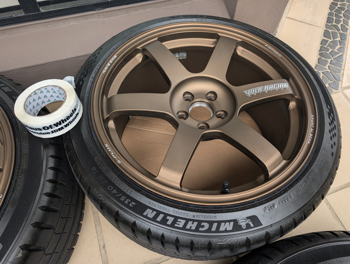 *Near New* Rays Volks Racing TE37 Saga S-Plus (Bronze) with New Michelin Pilot Sports 5 Tyres - 5x100 - 18x9.5 +43 (235/40/18)
