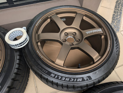 *Near New* Rays Volks Racing TE37 Saga S-Plus (Bronze) with New Michelin Pilot Sports 5 Tyres - 5x100 - 18x9.5 +43 (235/40/18)