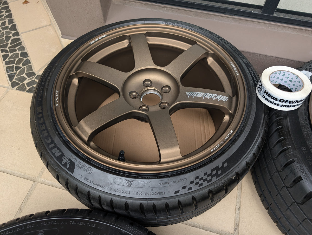 *Near New* Rays Volks Racing TE37 Saga S-Plus (Bronze) with New Michelin Pilot Sports 5 Tyres - 5x100 - 18x9.5 +43 (235/40/18)