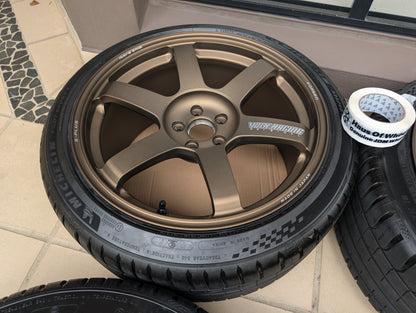 *Near New* Rays Volks Racing TE37 Saga S-Plus (Bronze) with New Michelin Pilot Sports 5 Tyres - 5x100 - 18x9.5 +43 (235/40/18)