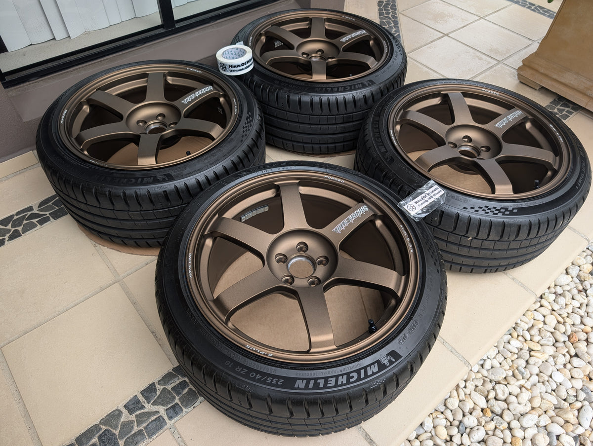 *Near New* Rays Volks Racing TE37 Saga S-Plus (Bronze) with New Michelin Pilot Sports 5 Tyres - 5x100 - 18x9.5 +43 (235/40/18)