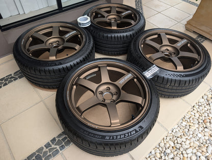 *Near New* Rays Volks Racing TE37 Saga S-Plus (Bronze) with New Michelin Pilot Sports 5 Tyres - 5x100 - 18x9.5 +43 (235/40/18)