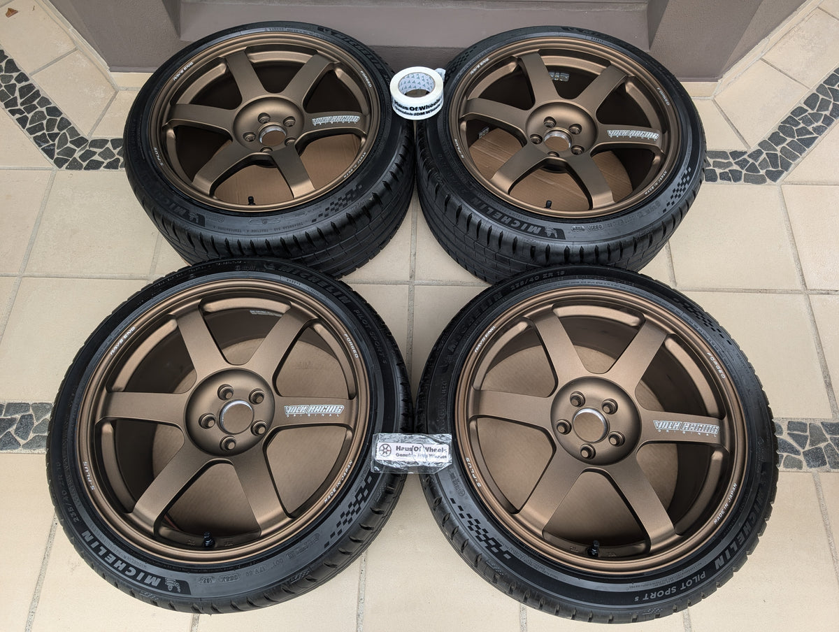 *Near New* Rays Volks Racing TE37 Saga S-Plus (Bronze) with New Michelin Pilot Sports 5 Tyres - 5x100 - 18x9.5 +43 (235/40/18)