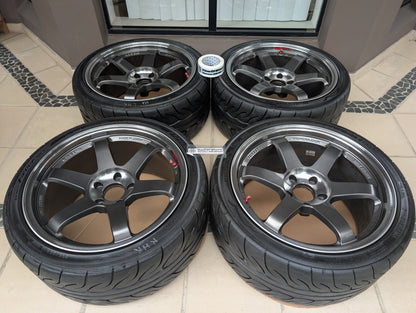 *Discontinued* Rays Volks Racing TE37SL (Pressed Graphite) with AD08R Tyres - 5x114.3 - 18x9.5 +22 (255/35/18)