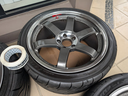 *Discontinued* Rays Volks Racing TE37SL (Pressed Graphite) with AD08R Tyres - 5x114.3 - 18x9.5 +22 (255/35/18)