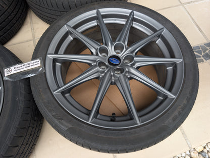 *Near New* Set of 5 Subaru BRZ S Wheels with Tyres and Genuine Subaru Center Caps - 5x100 - 18x7.5 +48 (225/40/18)