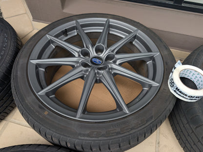 *Near New* Set of 5 Subaru BRZ S Wheels with Tyres and Genuine Subaru Center Caps - 5x100 - 18x7.5 +48 (225/40/18)