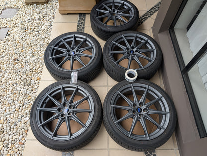 *Near New* Set of 5 Subaru BRZ S Wheels with Tyres and Genuine Subaru Center Caps - 5x100 - 18x7.5 +48 (225/40/18)