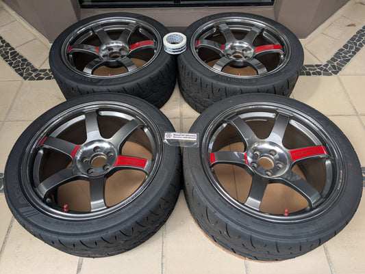 *Near New*&nbsp; Rays Volk Racing TE37 Saga SL (Pressed Graphite) with Yokohama AD09 Tyres - 5x100 - 18x9.5 +40 (265/35/18)