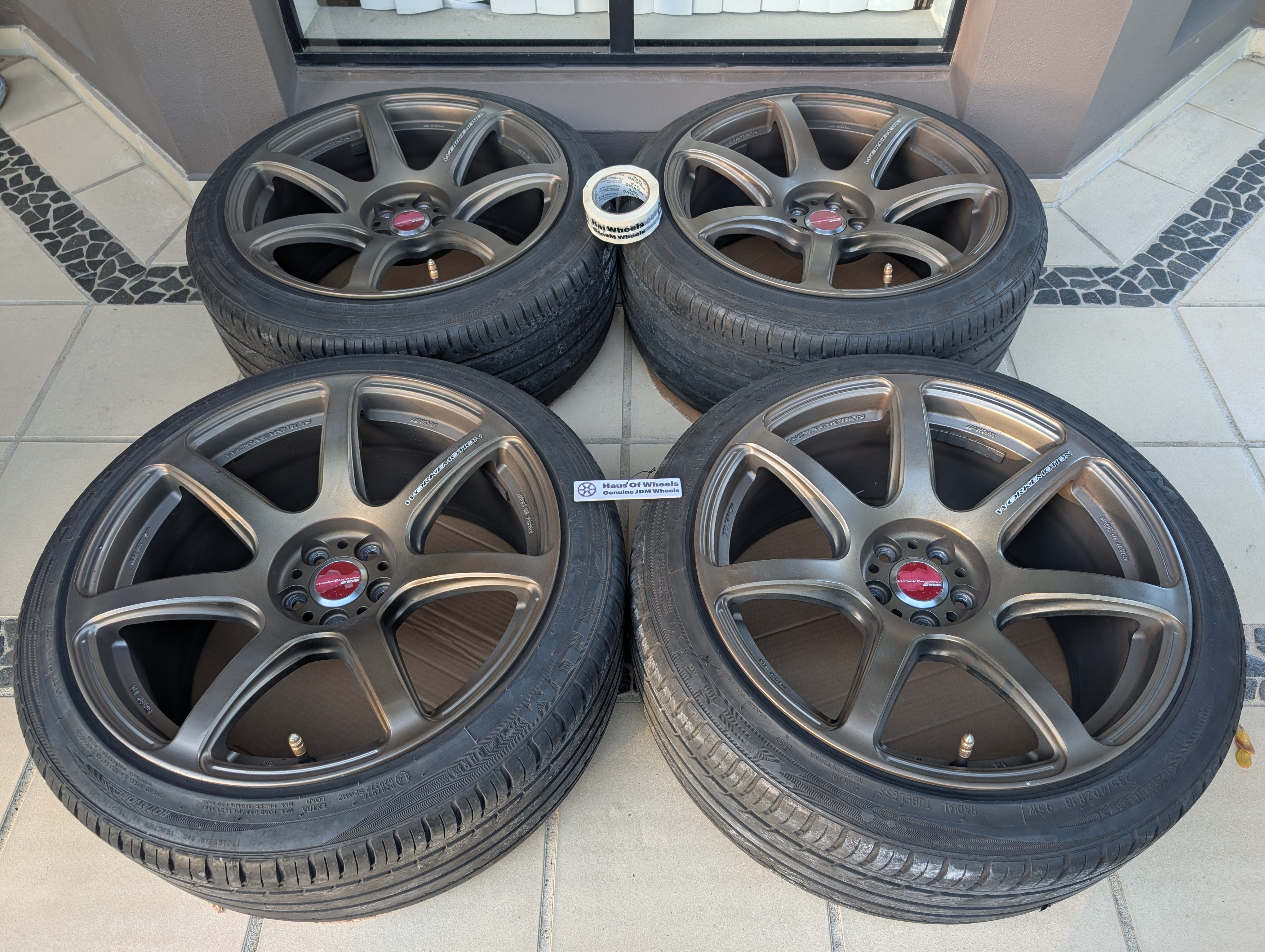 Work Emotion T7R (Bronze) with Tyres and Center Caps - 5x100 - 18x9.5 +38 (235/40/18)