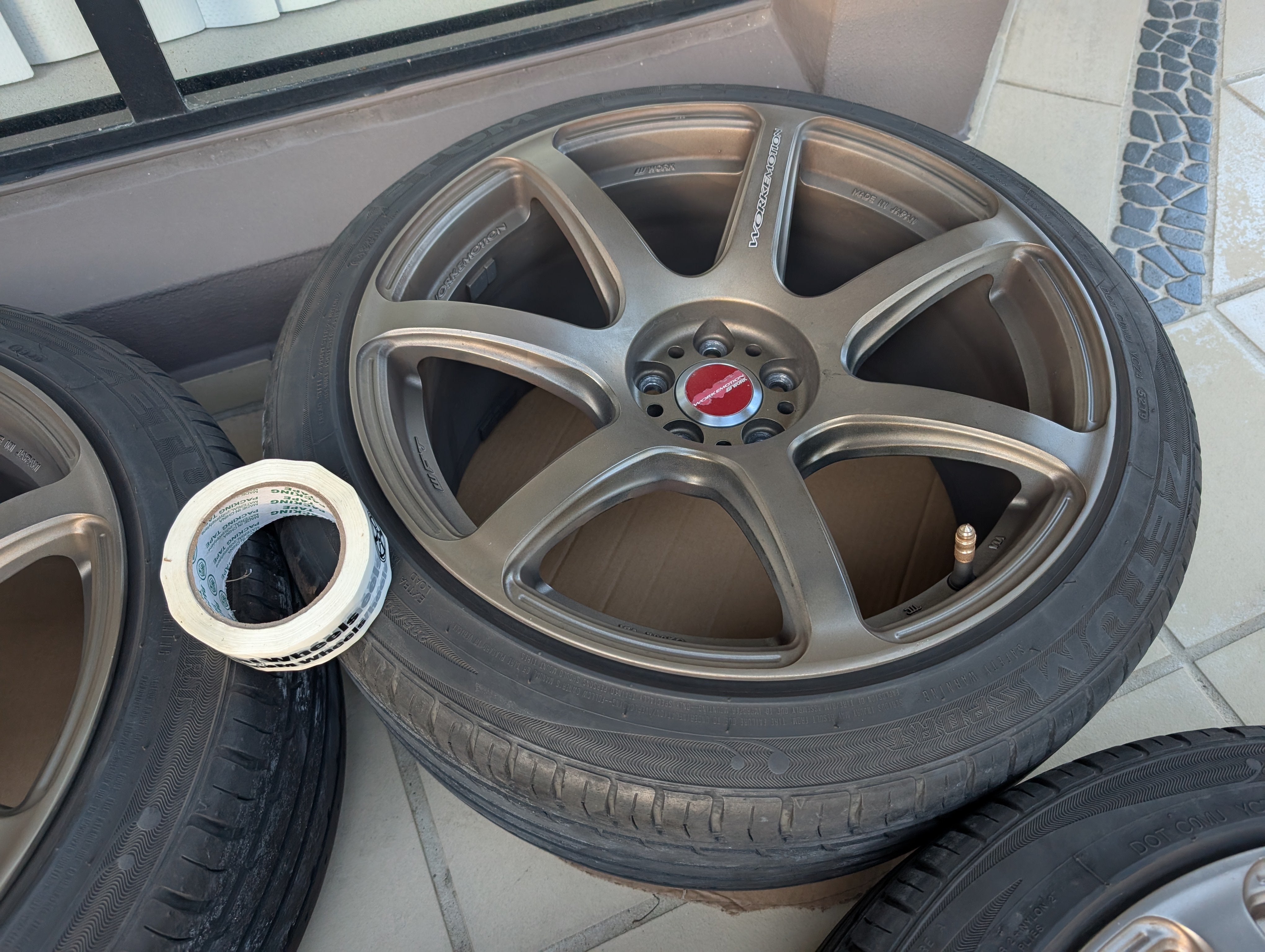 Work Emotion T7R (Bronze) with Tyres and Center Caps - 5x100 - 18x9.5 +38 (235/40/18)
