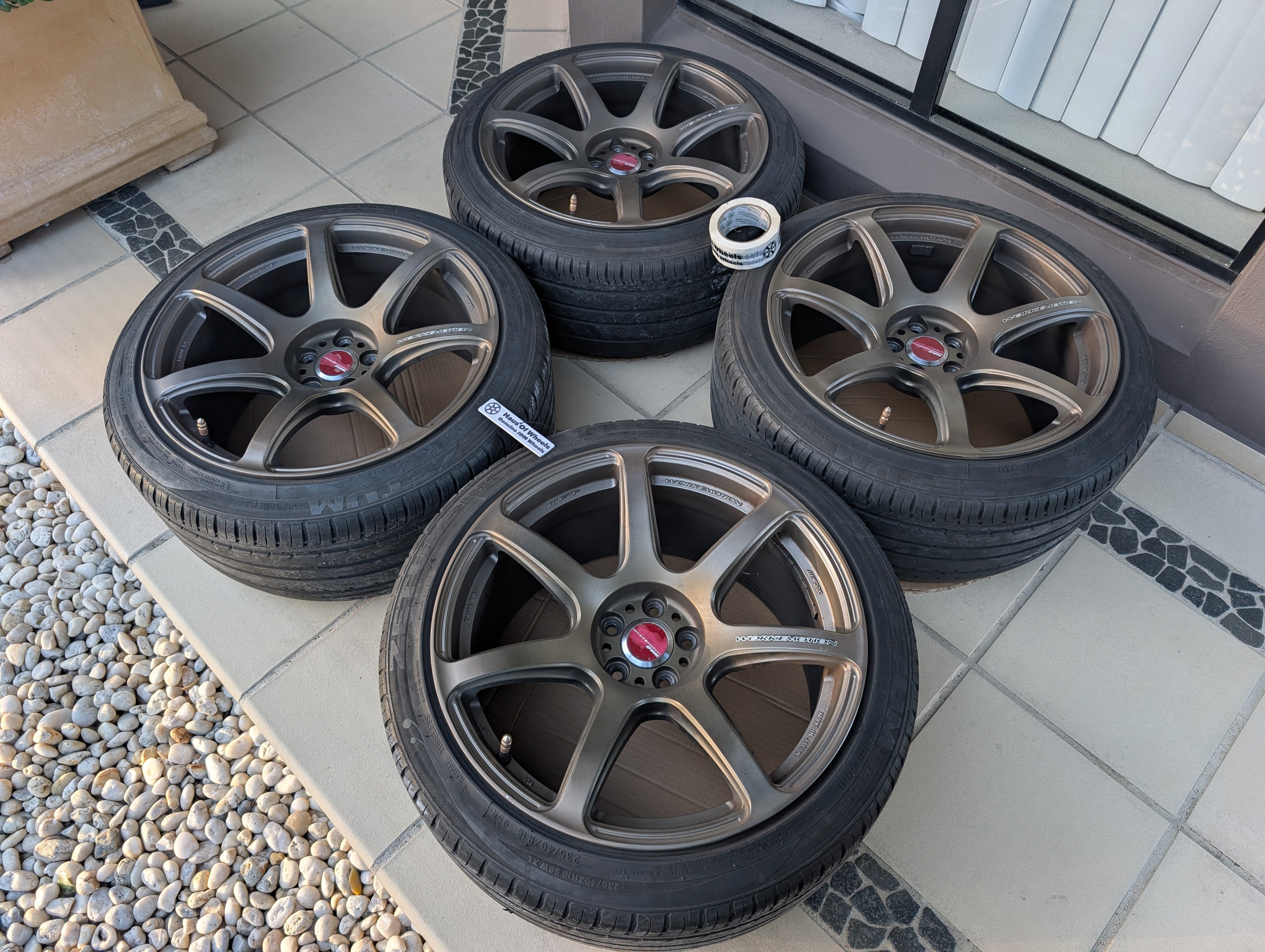 Work Emotion T7R (Bronze) with Tyres and Center Caps - 5x100 - 18x9.5 +38 (235/40/18)