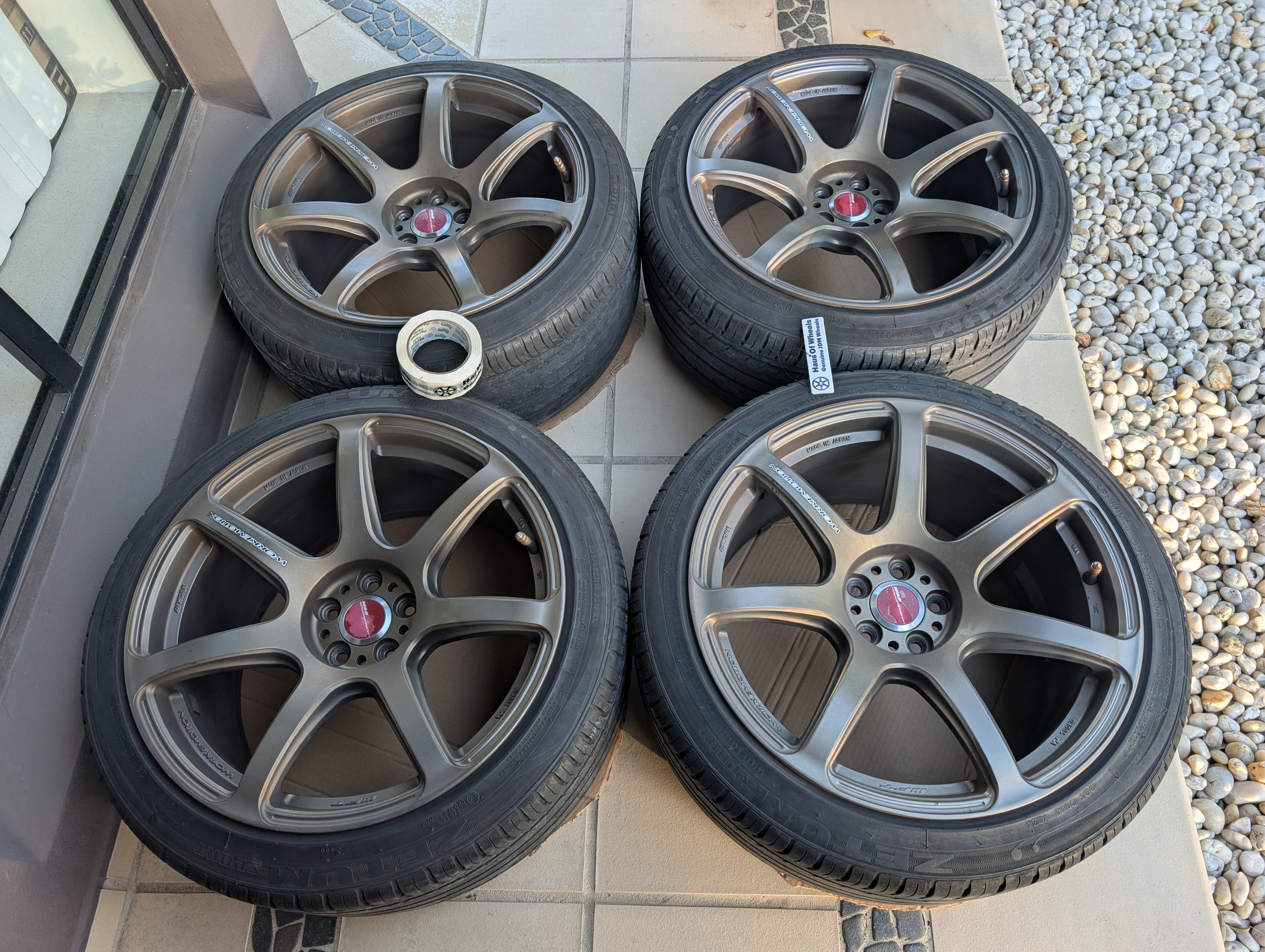 Work Emotion T7R (Bronze) with Tyres and Center Caps - 5x100 - 18x9.5 +38 (235/40/18)