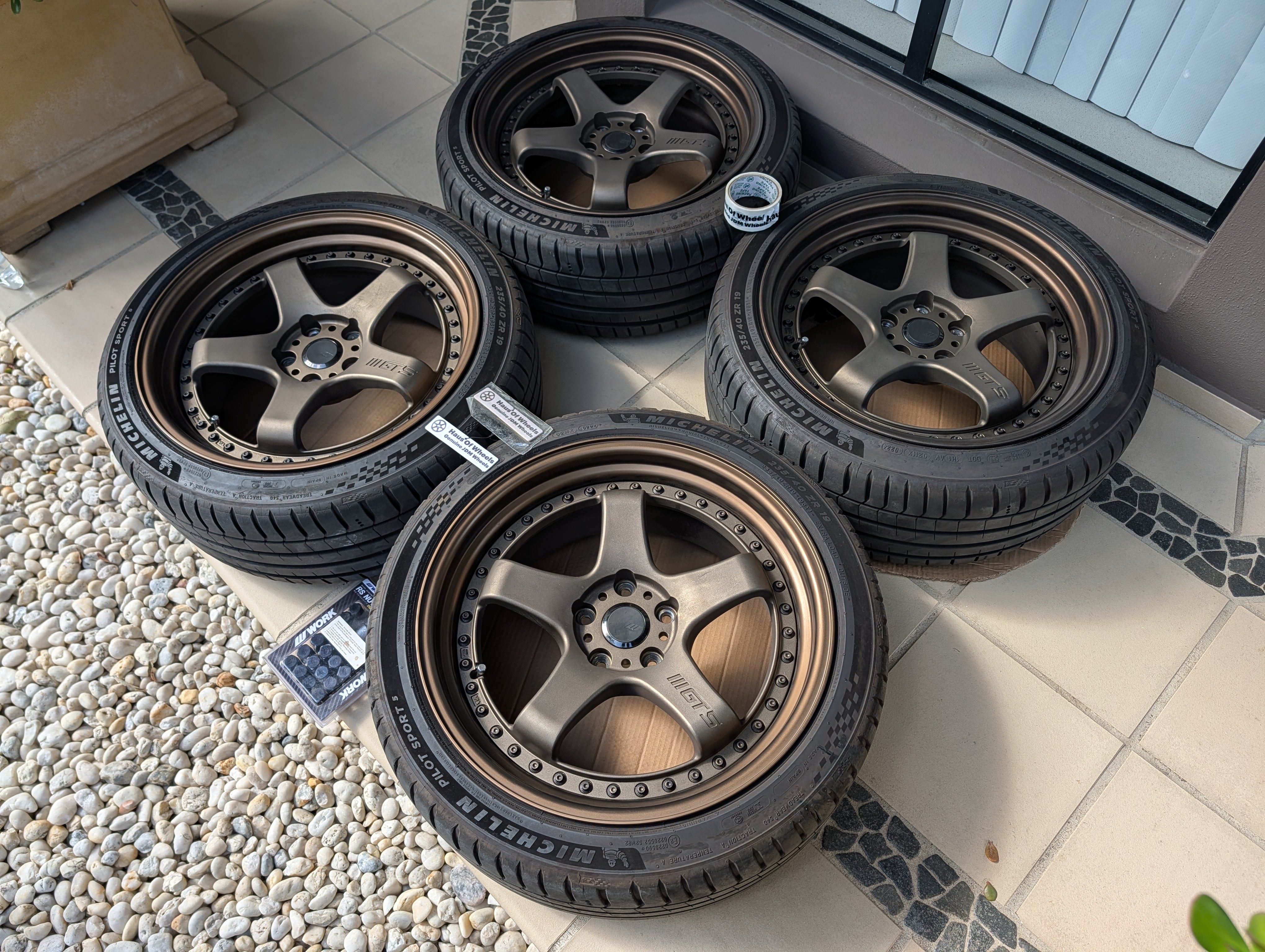 *Near New* Work Emotion GT5 3P (Triple Bronze) Near New Michelin PS5 Tyres - 5x114.3 - 19x9 +32 (235/40/19)