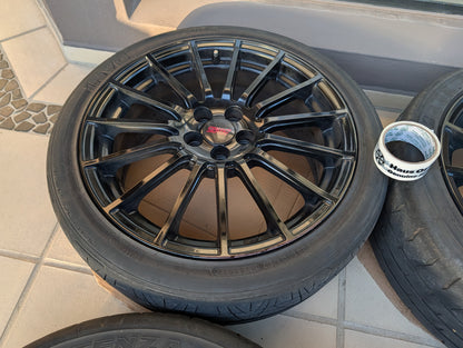 *Special Edition* Enkei x STI Special Edition Wheels with Genuine STI Center Caps and Tyres - 5x100 - 18x7.5 +48 (225/40/18)