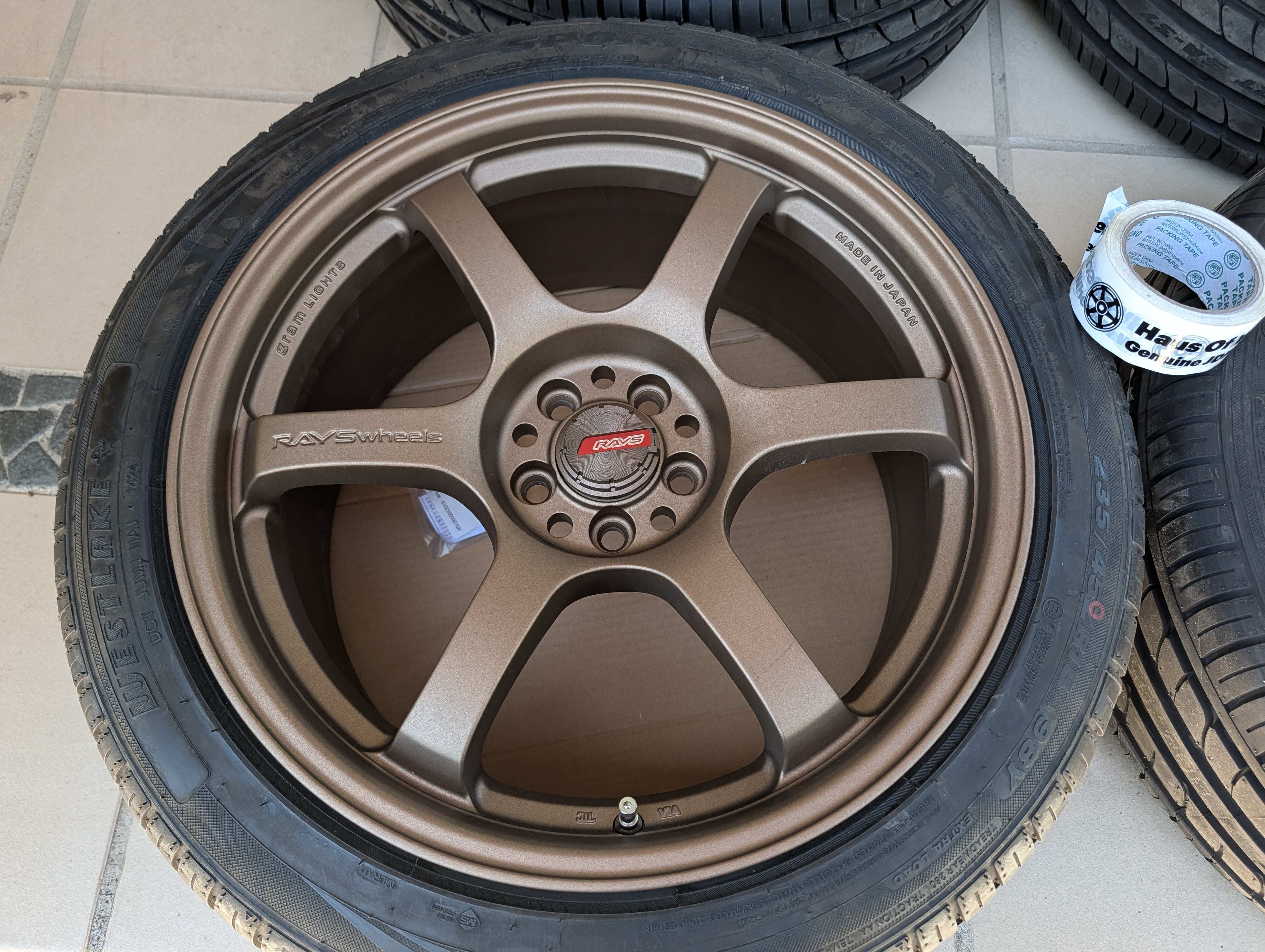 *Near New* Rays Gram Lights 57 DR (Bronze) with Brand New Tyres - 5x100 - 18x8.5 +37 (235/45/18)