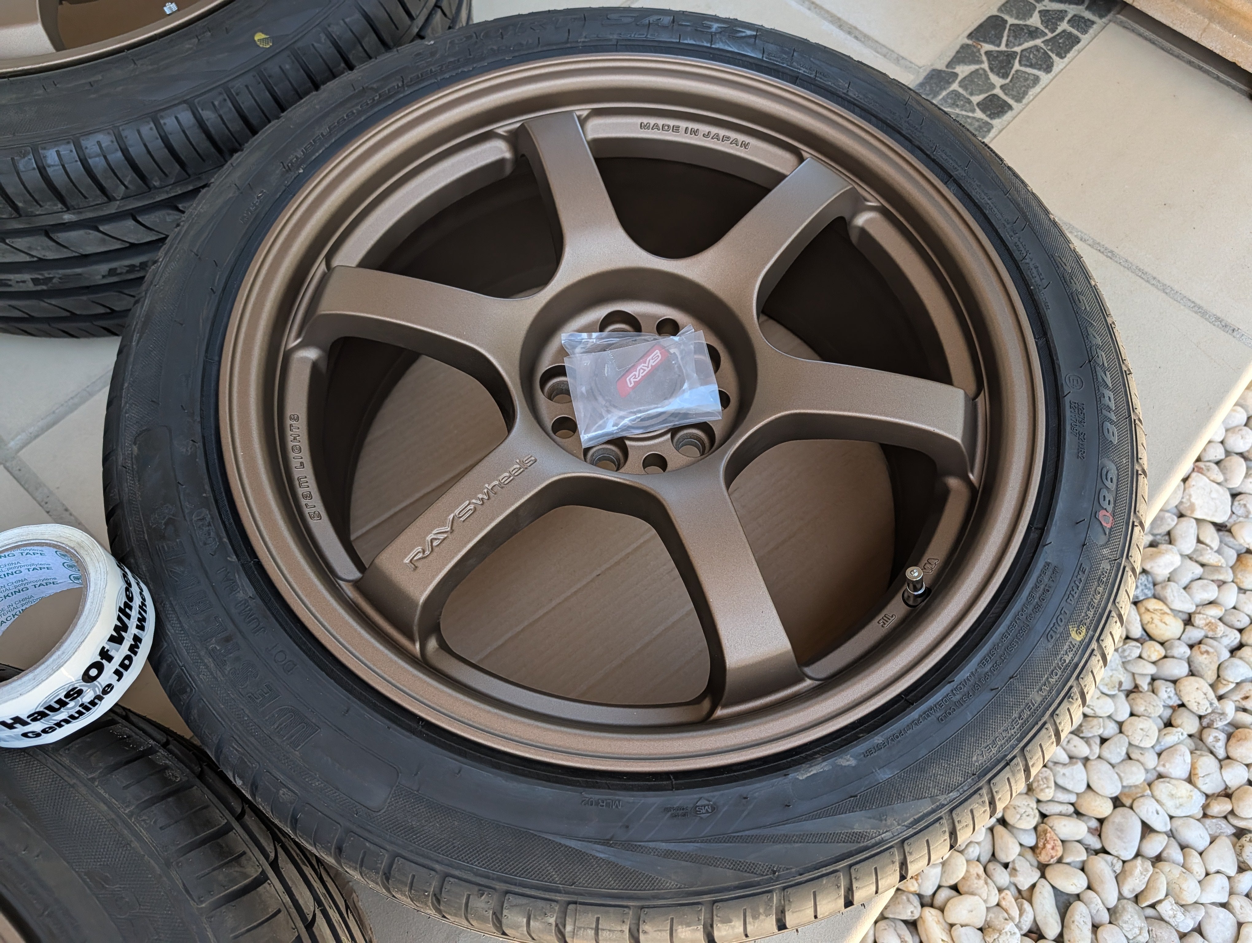 *Near New* Rays Gram Lights 57 DR (Bronze) with Brand New Tyres - 5x100 - 18x8.5 +37 (235/45/18)