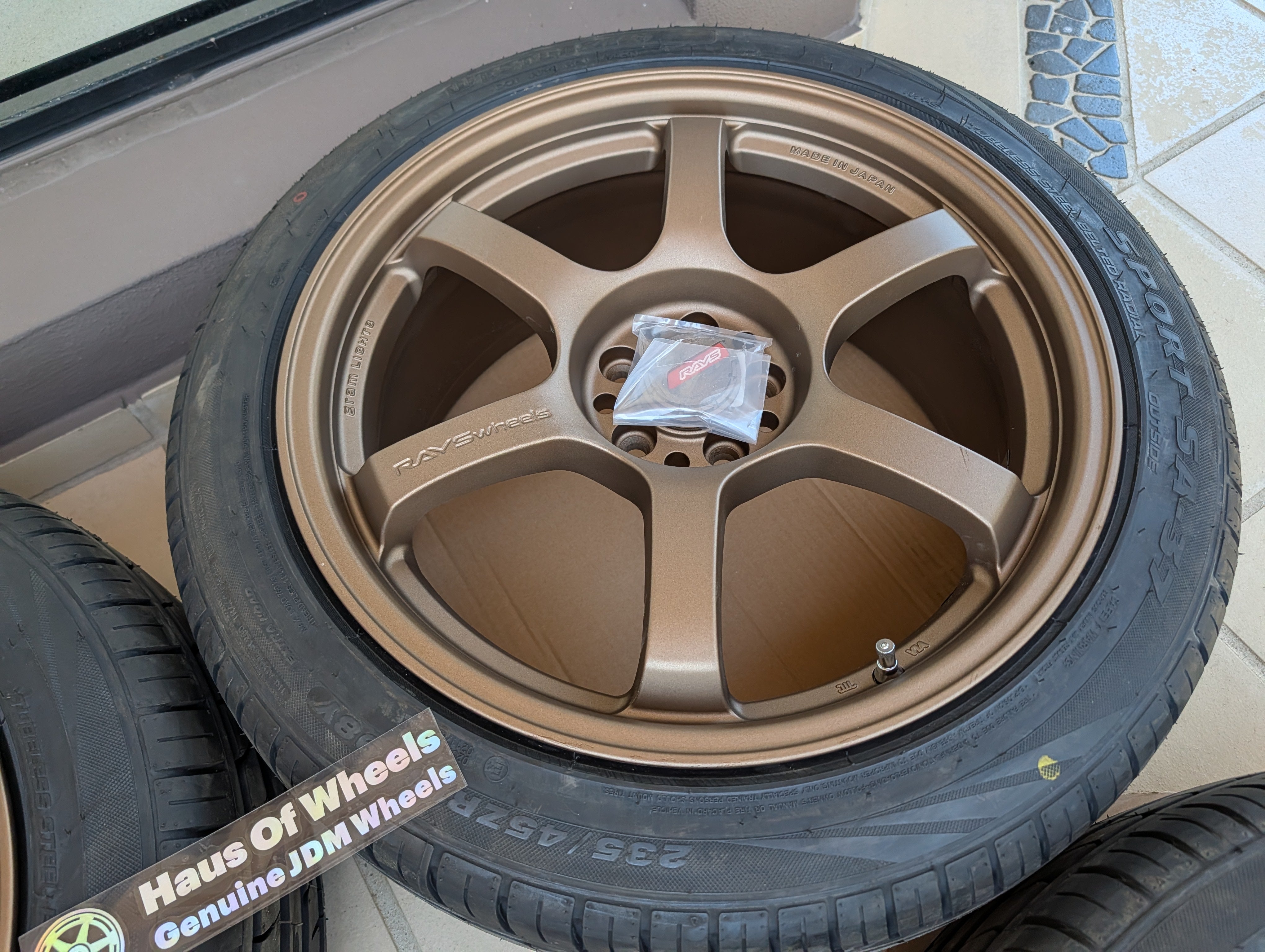 *Near New* Rays Gram Lights 57 DR (Bronze) with Brand New Tyres - 5x100 - 18x8.5 +37 (235/45/18)