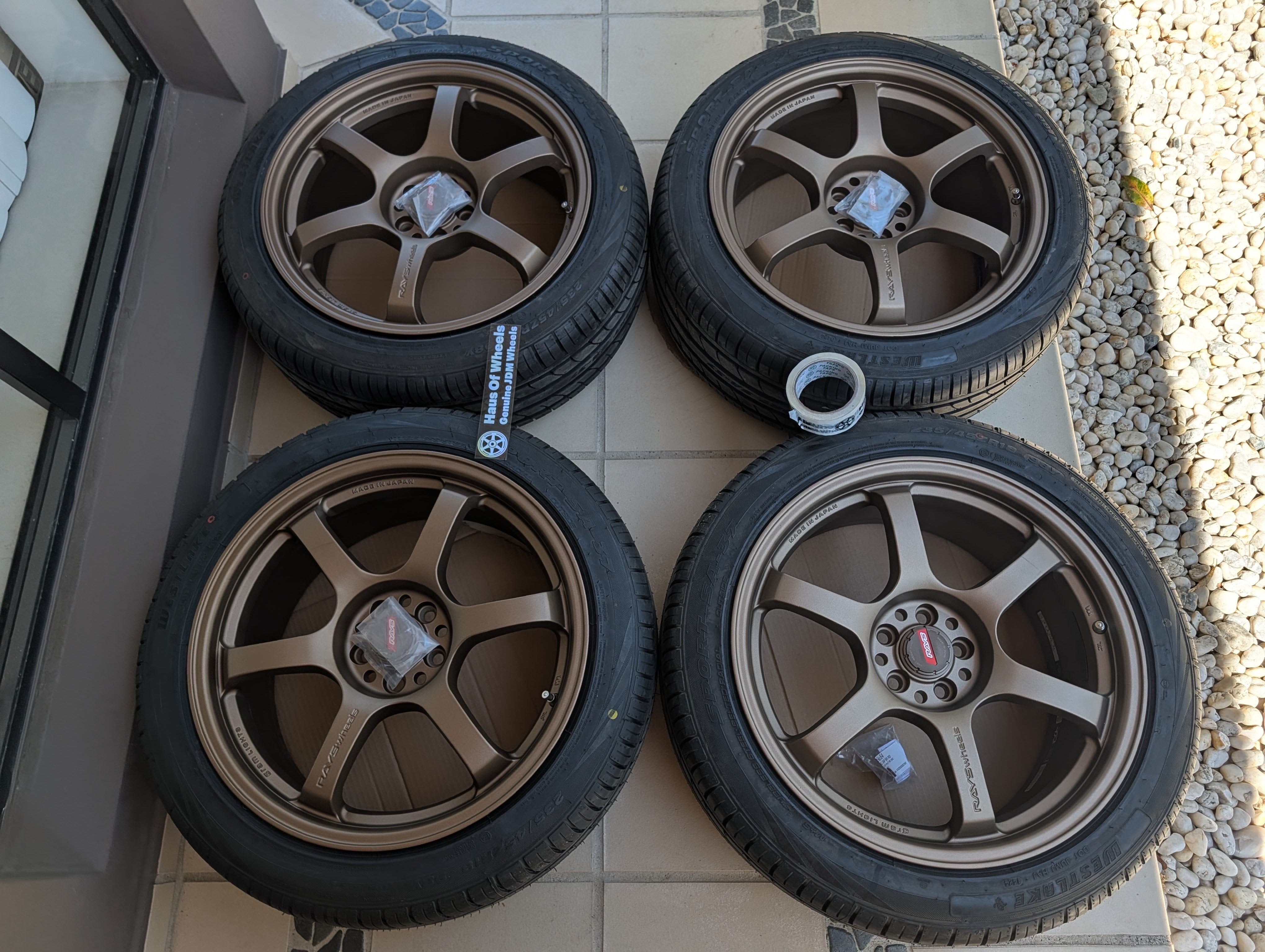 *Near New* Rays Gram Lights 57 DR (Bronze) with Brand New Tyres - 5x100 - 18x8.5 +37 (235/45/18)