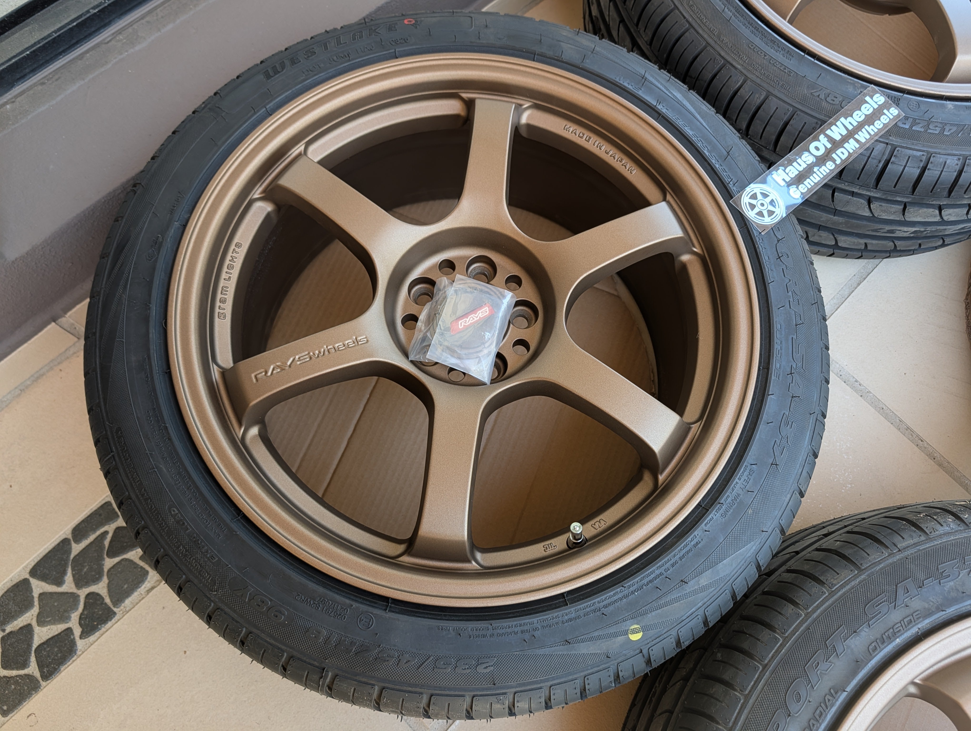 *Near New* Rays Gram Lights 57 DR (Bronze) with Brand New Tyres - 5x100 - 18x8.5 +37 (235/45/18)