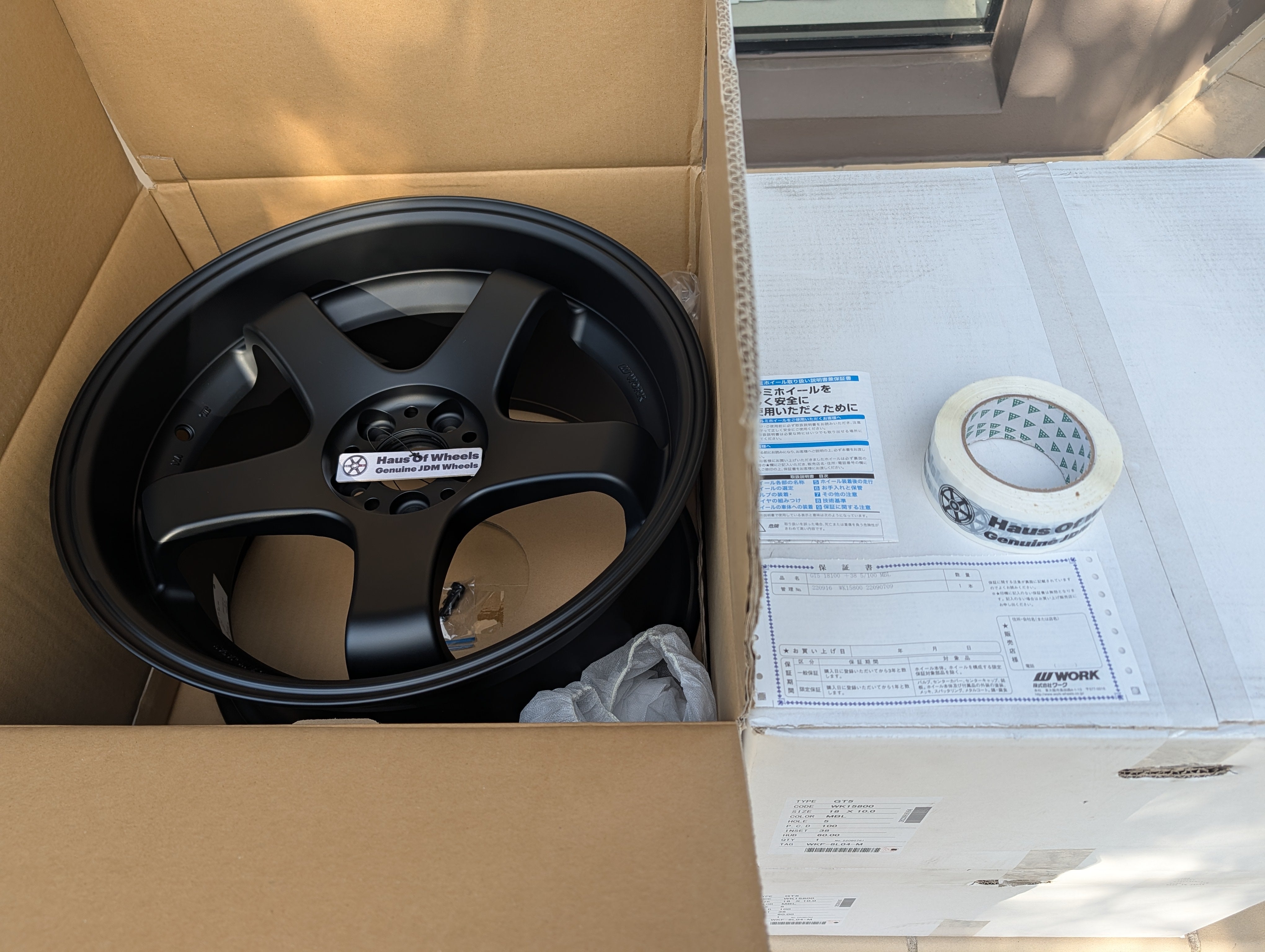 *Brand New* Work Emotion GT5 (Matte Black) with Genuine Work GT5 Stickers - 5x100 - 18x10+38