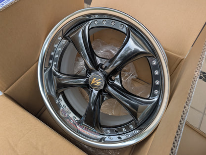 Work VS-KF Brilliant Silver Black | 5x100 | 18x9 +34 | New - Deep Dish