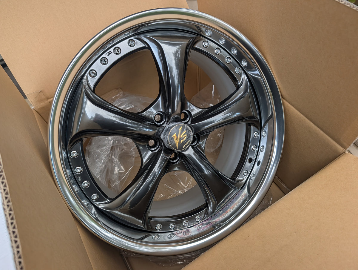 Work VS-KF Brilliant Silver Black | 5x100 | 18x9 +34 | New - Deep Dish