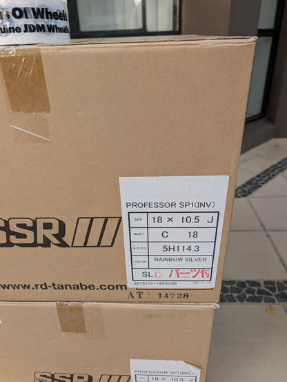 SSR SP1 Spectrum Silver | 5x114.3 | F: 18x9.5 +12 / R: 18x10.5 +18 | New | 3 Piece