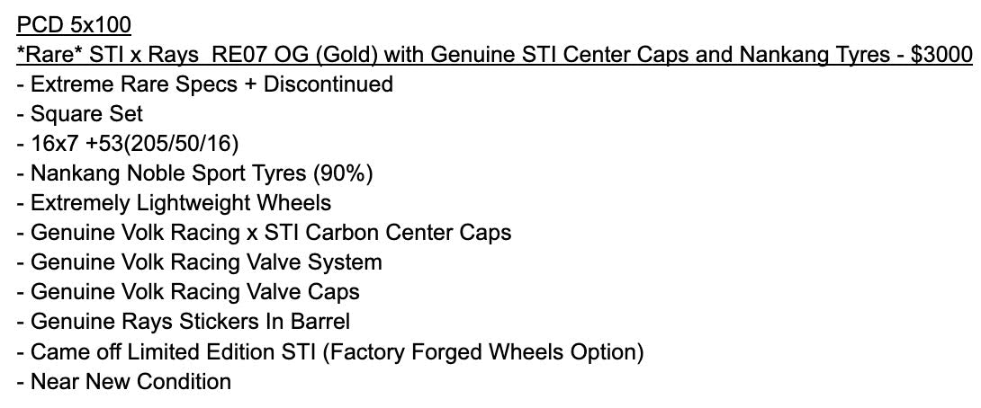 STI X Rays TE07 OG (Gold) with Genuine STI Carbon Center Caps and Nankang Tyres