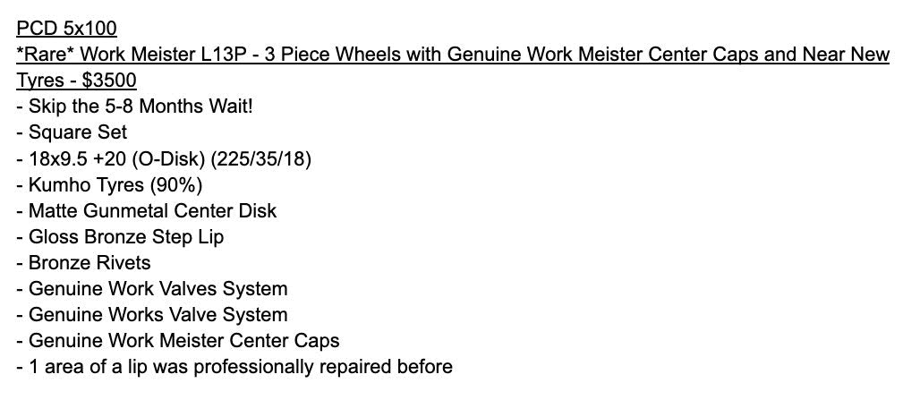 Work Meister L13P (Gloss Bronze)  -PCD 5x100 - 18x9.5 +20 (O-Disk)