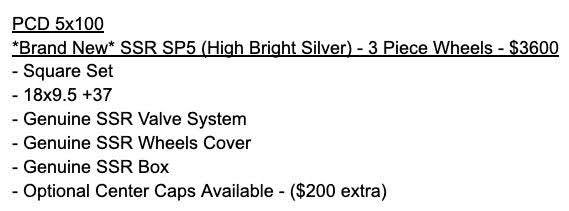 SSR SP5 High Bright Silver | 5x100 | 18x9.5 +37 | New | 3 Piece – product photo 8