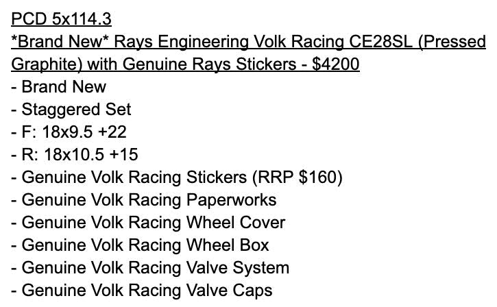 *Brand New* Rays Engineering Volk Racing CE28SL (Pressed Graphite) - Staggered Set - 5x114.3 - F: 18x9.5 +22  - R: 18x10.5 +15