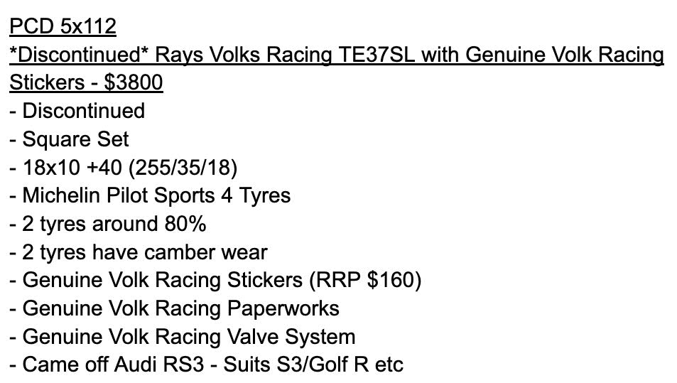 *Discontinued* Rays Volks Racing TE37SL with Genuine Volk Racing Stickers - 5x112 - 18x10 +40 (255/35/18)