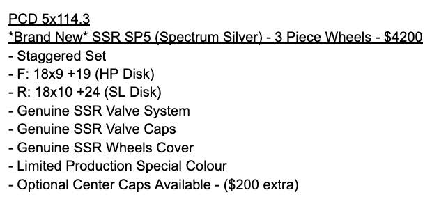 SSR SP5 Spectrum Silver | 5x114.3 | F: 18x9 +19 / R: 18x10 +24 | New | 3 Piece – product photo 15