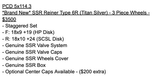 SSR Reiner Type 6R Titan Silver | 5x114.3 | F: 18x9 +19 / R: 18x10 +24 | New | 3 Piece – product photo 13