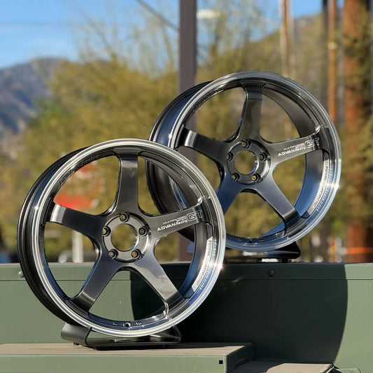 ADVAN Racing GT Beyond Machining & Hyper Platinum Black 20x10 +30 and 20x12 +20 R35 GT-R wheels